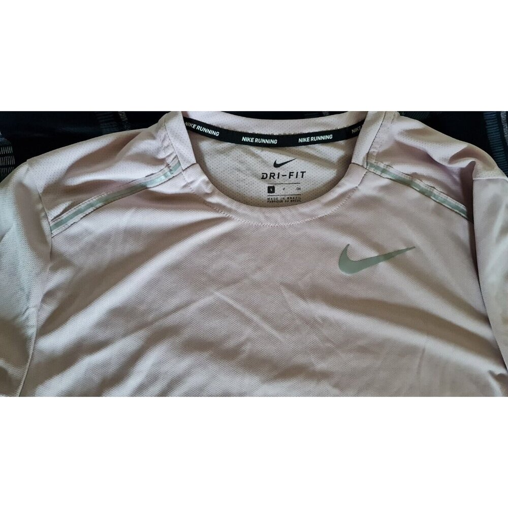 Nike Shirt Mens Size S Pink Dri-Fit Running Performance Crewneck Long Sleeve